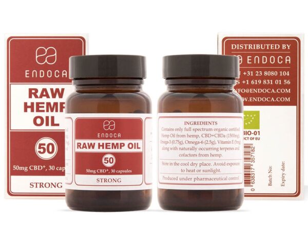 two bottles of raw hem oil sitting next to each other.