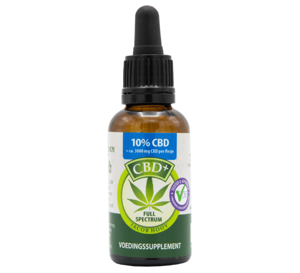 a bottle of cbd oil sitting on a white background.