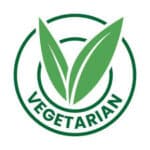 The symbol for Vitakruid - Ashwagandha KSM-66® & Bioperine® (60 Vegan Capsules) is a green vegetarian emblem featuring two leaves in a circle, with "VEGETARIAN" at the bottom.