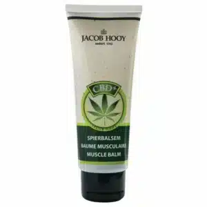 Jacob Hooy - CBD Muscle Balm (75ml) tube featuring a cannabis leaf design on the label.